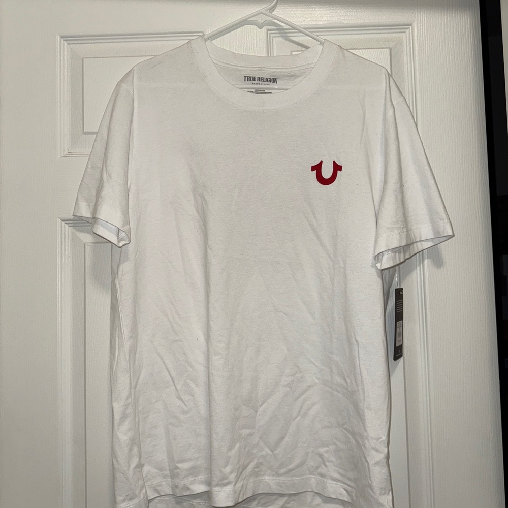 True Religion White Tee with Red Emblem